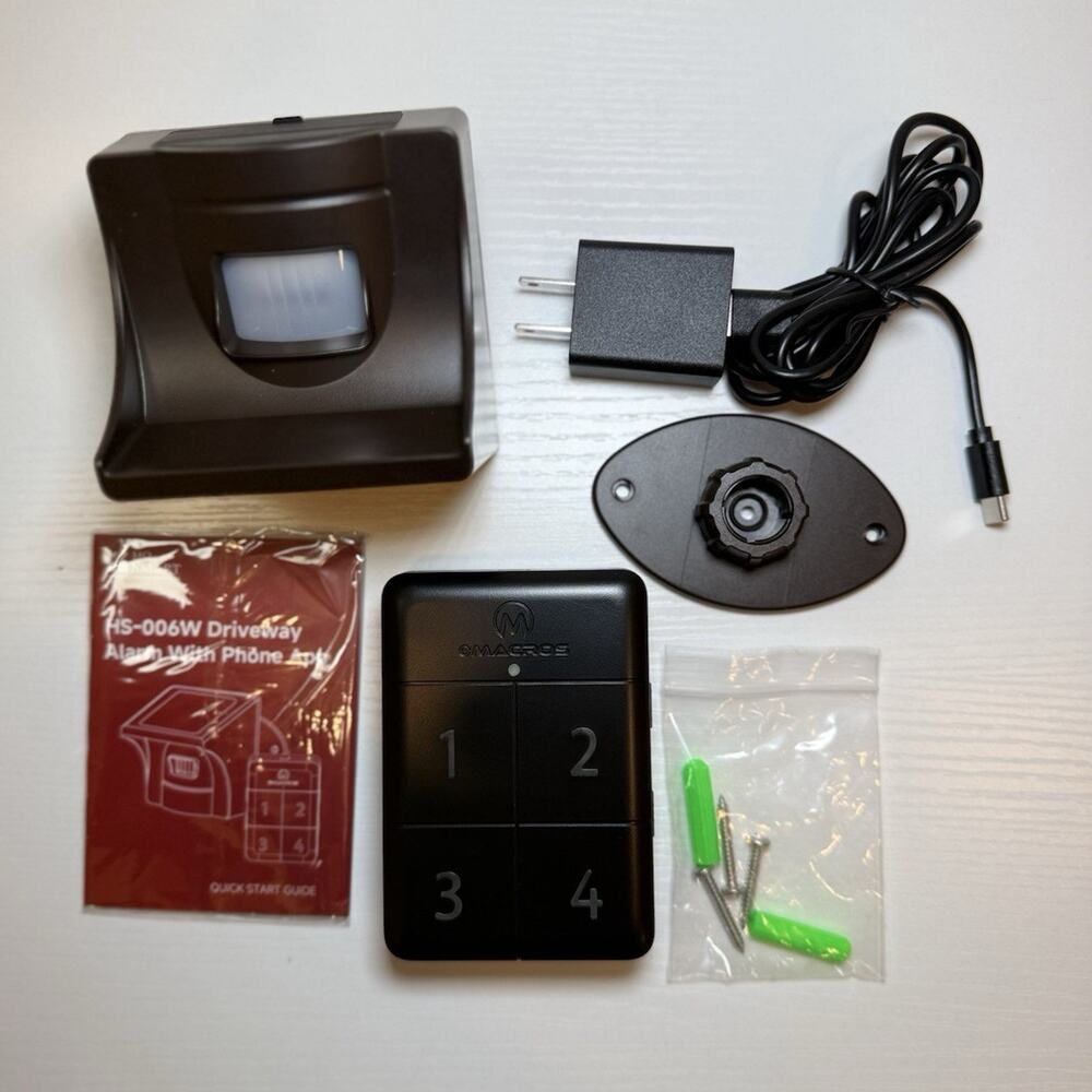 eMACROS HS-006W Wireless Wi-Fi Driveway Motion Alarm Sensor, HomeKit, Black
